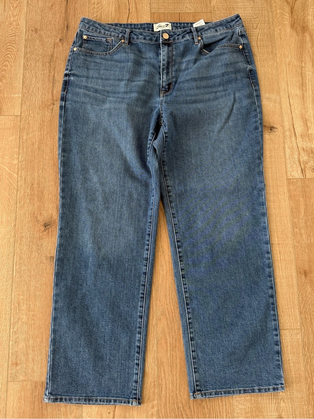 Seven7 Premium Loose Straight Leg Jeans Size 14 Dark Wash Denim